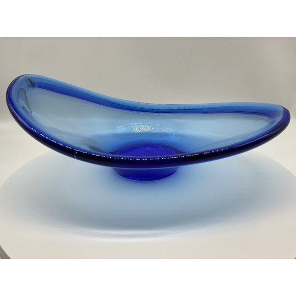 Vtg. Holmegaard MCM Chunky 1960's Oval Glass Bowl - Picture 15 of 16